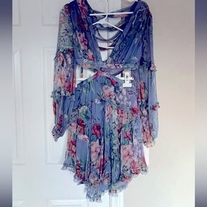 Zimmerman Bellitude laced floral-print silk mini dress. Like new !!!!